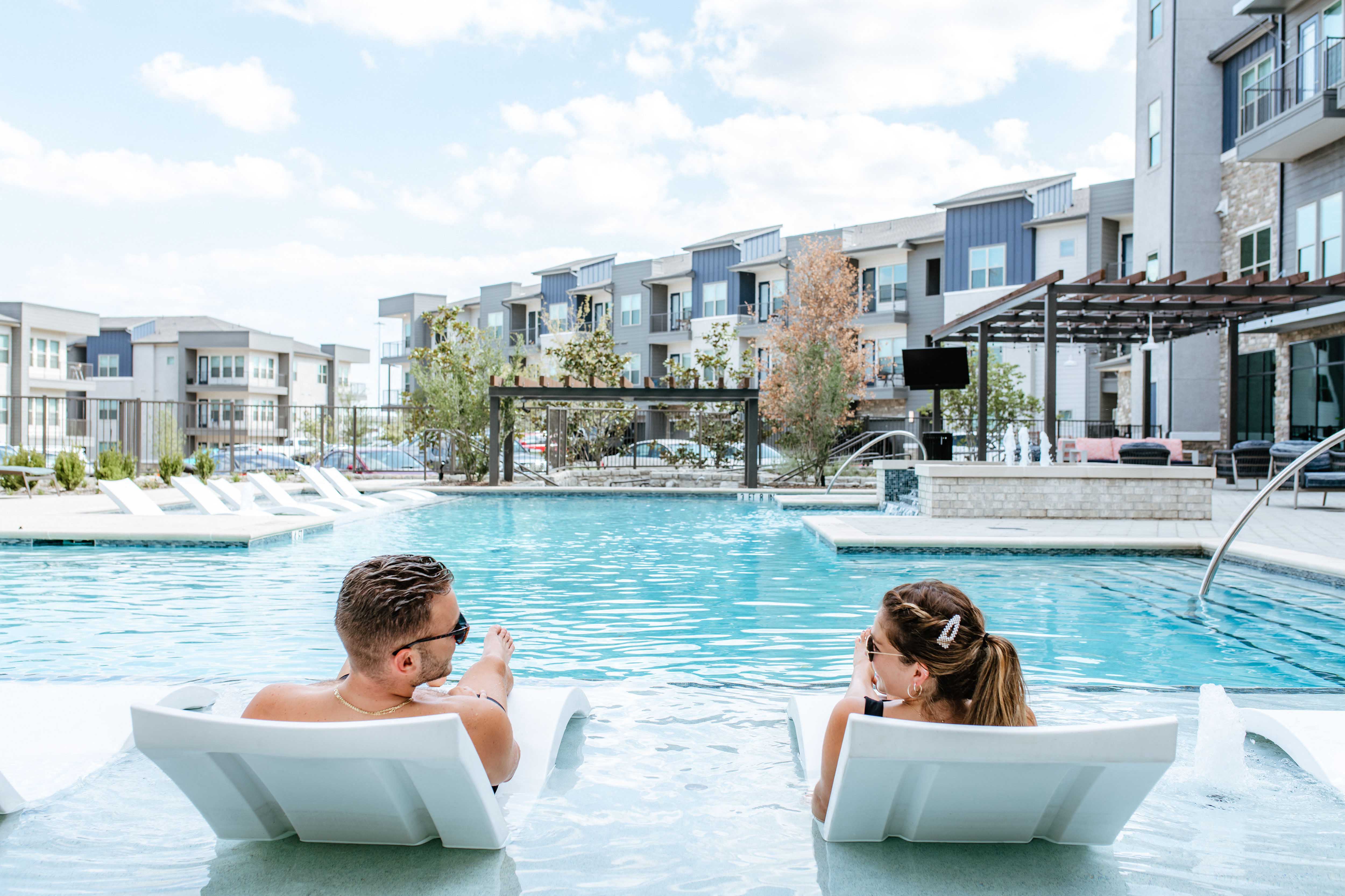 Resort-style pool with tanning ledge